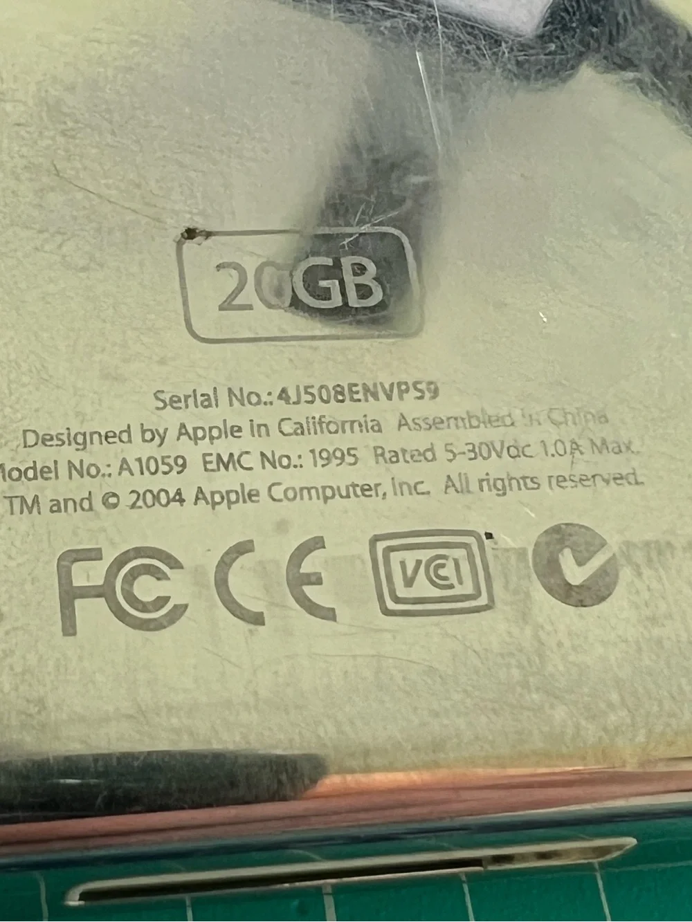 Apple A1059 M9282LL iPod 4th Generation Click Wheel 20GB Media Player tested
